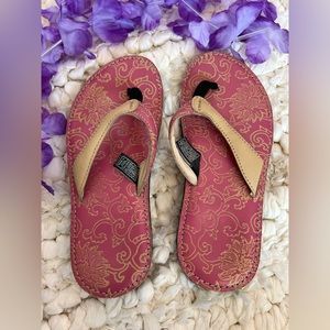 Teva Pink floral river leather flip-flops Sandals